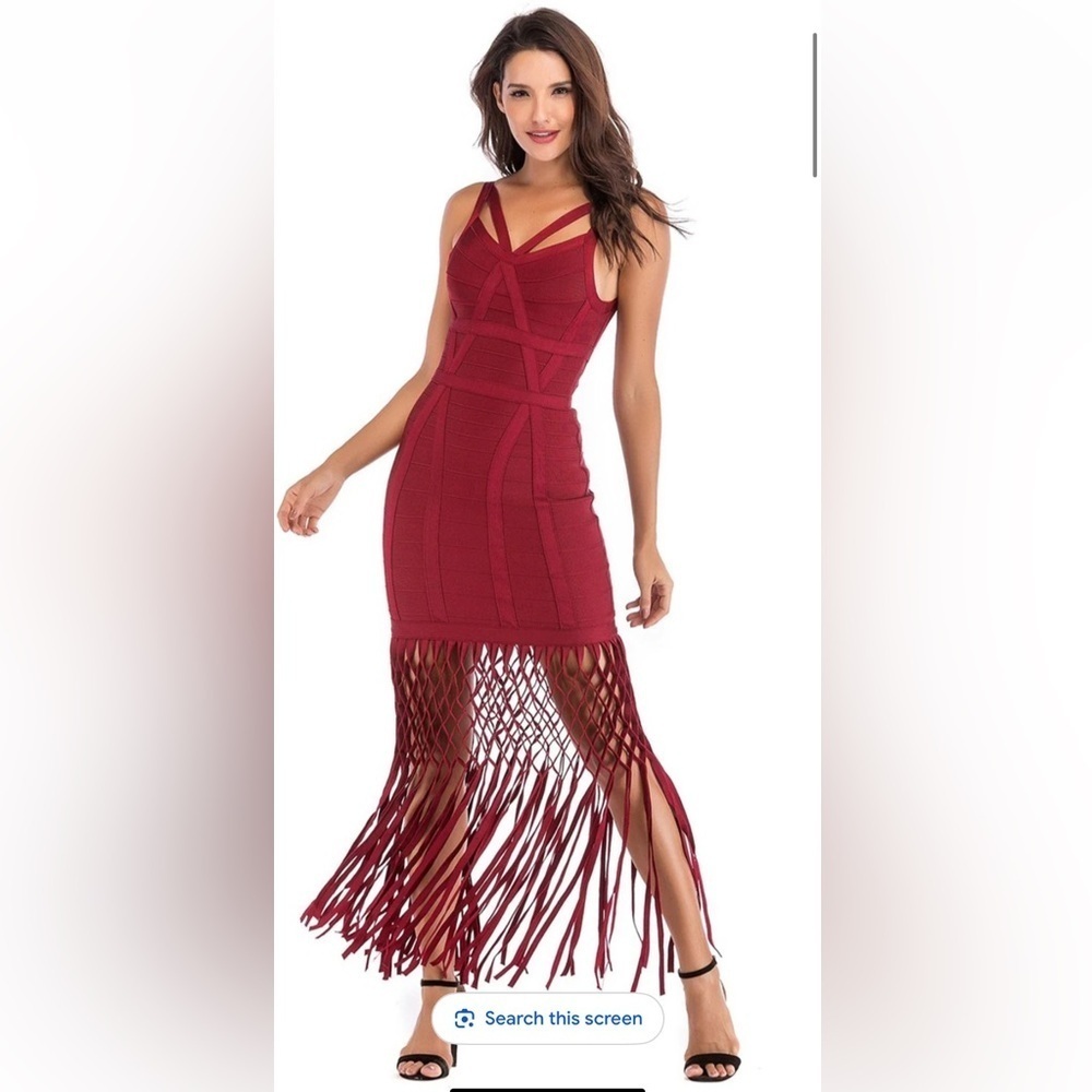 Bandage maxi dress Fringe Dress
